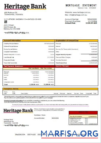 Downloadable Australia Heritage bank mortgage statemen scr download for verification